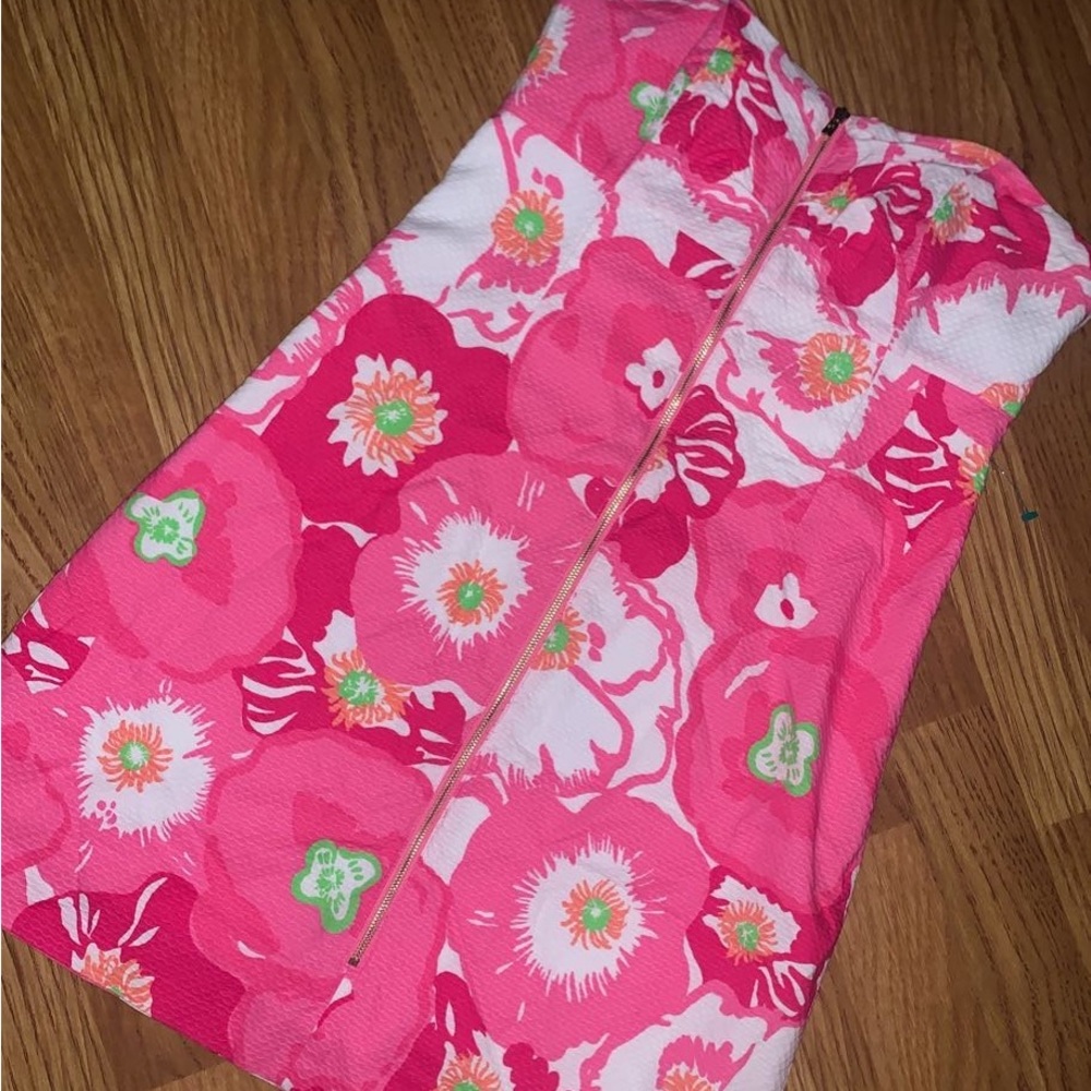 Strapless Hotty Pink Cherry Begonias Lilly Pulitzer Dress